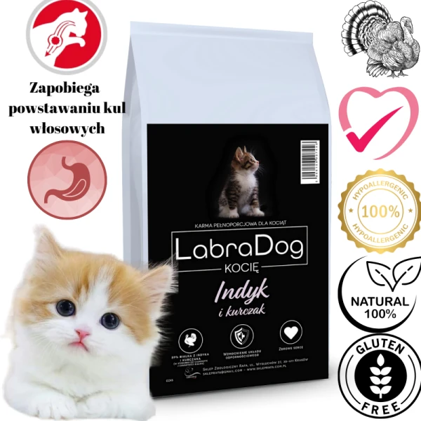 NoblePure Cat karma sucha dla kociąt Indyk z kurczakiem bez