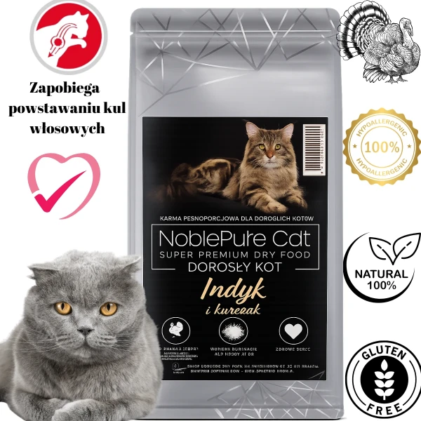 NoblePure Cat karma sucha dla kota dorosłego Indyk z kurcza
