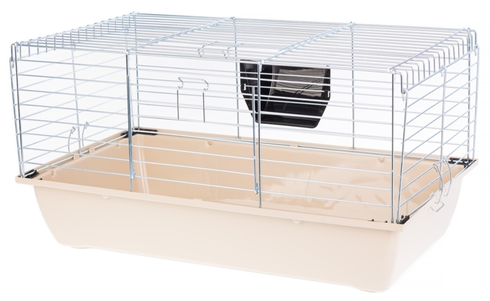 INTER-ZOO Klatka Rabbit 70 dla Królików i Świnek  składana Ocynk 700x400x365mm popiel
