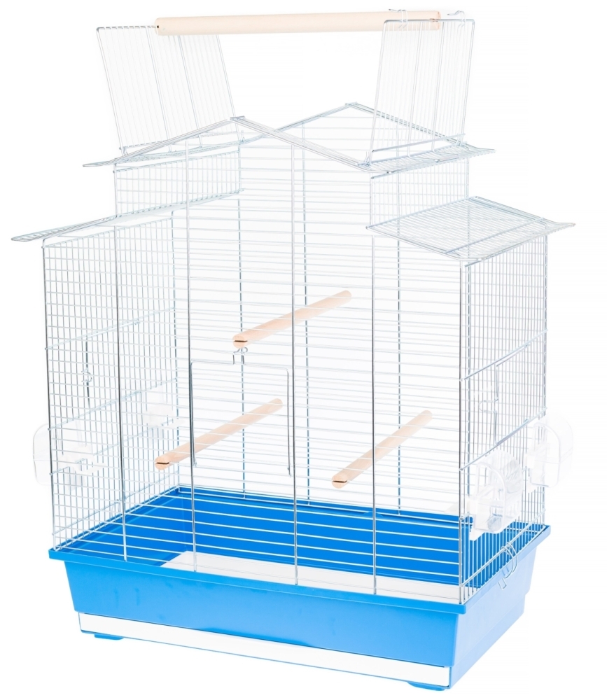 Klatka Inter Zoo dla Papugi Falistej, Nimfy, Kanarka Iza 3 Ocynk 585x380x650mm niebieska