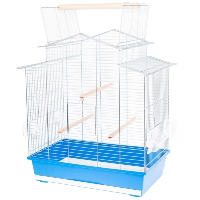 Klatka Inter Zoo dla Papugi Falistej, Nimfy, Kanarka Iza 3 Ocynk 585x380x650mm niebieska