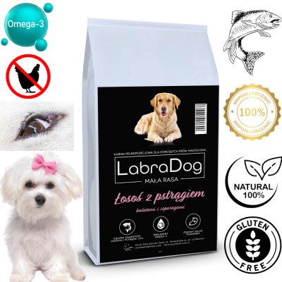 Karma sucha dla psa dorosłego LabraDog Superfood LGF Łosoś z pstrągiem, batatami i szparagami mała rasa