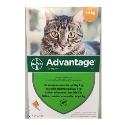 Advantage Kot - Krople przeciw kleszczą i pasożytą do 4kg