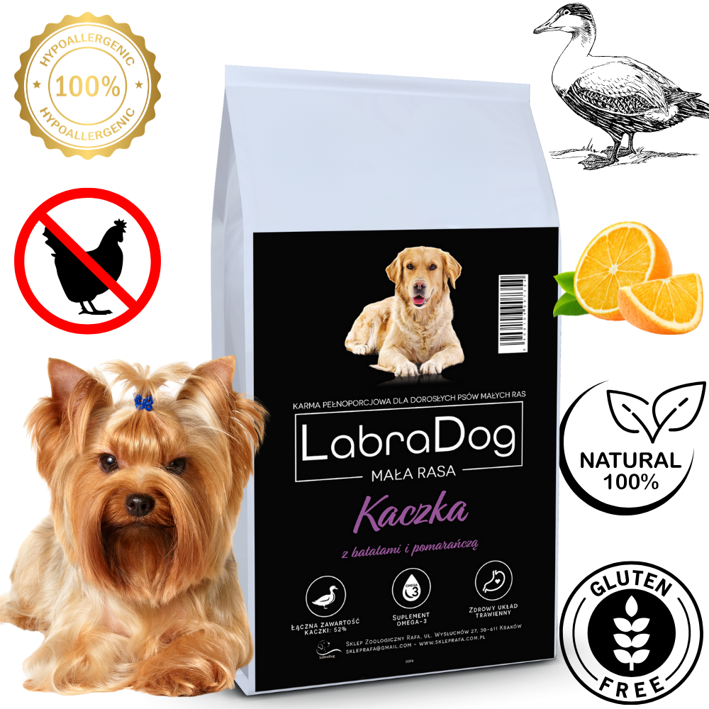 Karma sucha dla psa dorosłego LabraDog Superfood DGF Kaczka z batatami i pomarańczą mała rasa