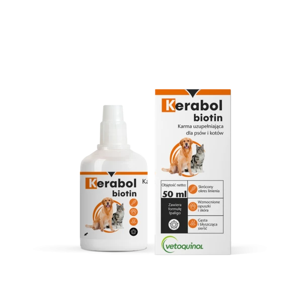 VETOQUINOL KERABOL krople 20 ml wypadanie włosów, łamliwo