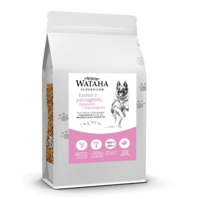 Karma sucha dla psa dorosłego ras małych LGF Wataha Superfood łosoś z pstrągiem ,batatami i szparagami 6kg