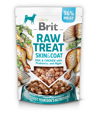 Przysmak dla psów BRIT CARE Dog Raw Treat Skin & Coat Fish & Chicken with Probiotics and Algae 40g