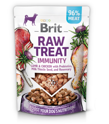 Przysmak dla psów BRIT CARE Dog Raw Treat Immunity Lamb & Chicken with Probiotics, Milk Thistle Seed and Rosemary 40g