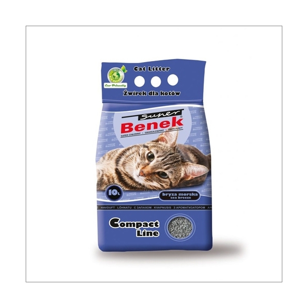 Żwirek dla kota Benek Super Comp Zapach Bryza Mors 10l, 25l