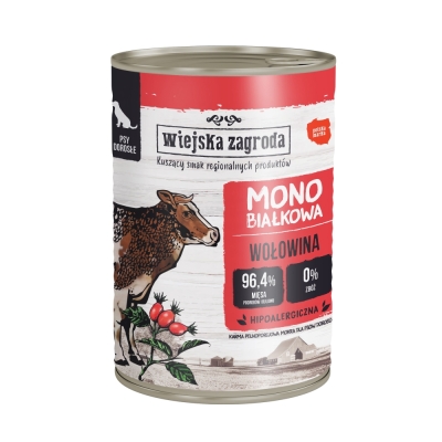 Karma mokra dla psa monoproteinowa Wiejska Zagroda Wołowina 400g
