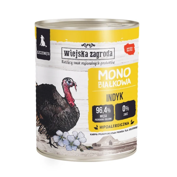 Karma mokra dla psa monoproteinowa Wiejska Zagroda Indyk dla