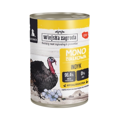 Karma mokra dla psa monoproteinowa Wiejska Zagroda Indyk dla szczeniaka 400g