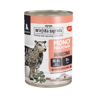 Karma mokra dla psa monoproteinowa Wiejska Zagroda Jagnięcina dla szczeniaka 400g