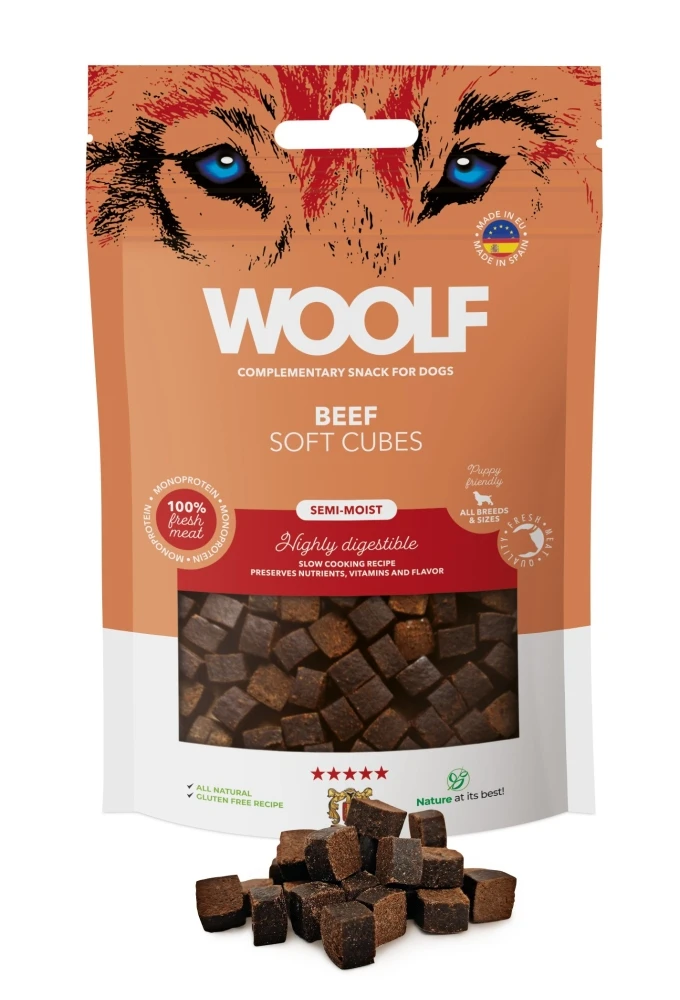 Woolf Soft Cubes Monoprotein Beef 100g