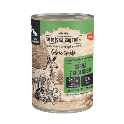 Karma mokra dla psa (dorosły) Wiejska Zagroda Leśne smaki Sarna z królikiem 400 g