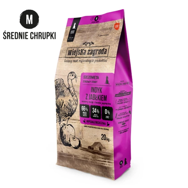 Karma sucha dla szczeniaka Wiejska Zagroda Indyk z jabłkiem