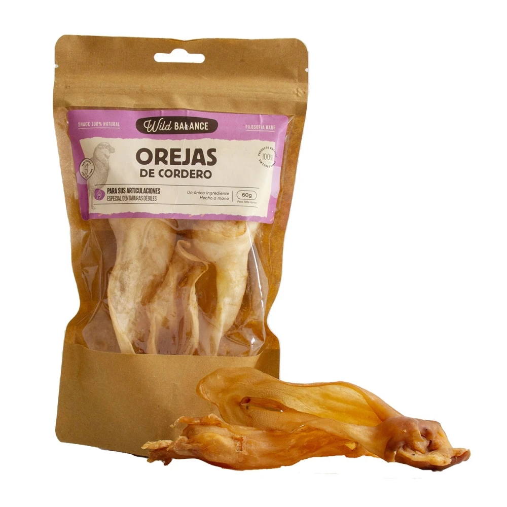 Wild Balance Przysmak dla psa Uszy jagnięce (dorosły) 60 g