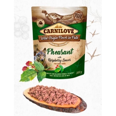 Karma mokra dla psa   Carnilove Dog Pouch Pheasant/raspberry leaves Bażant z liśćmi maliny 300G