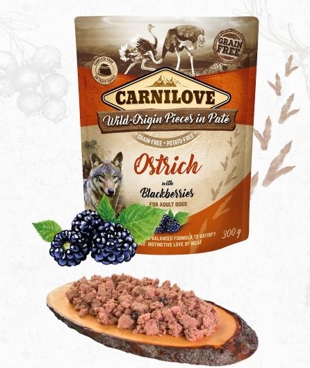 Karma mokra dla psa   Carnilove Dog Pouch  OSTRICH/blackberries Struś z jeżynami 300G