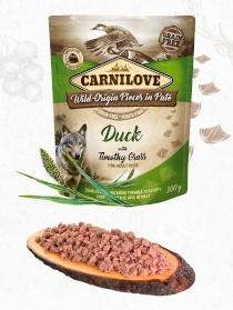 Karma mokra dla psa   Carnilove Dog Pouch kaczka/timothy grass  Kaczka z tymotką łąkową 300G