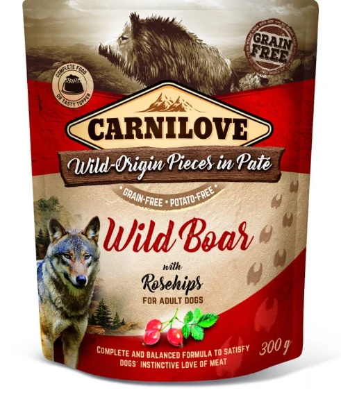 Karma mokra dla psa Carnilove Dog Pouch WILD BOAR&ROSEHIPS. 