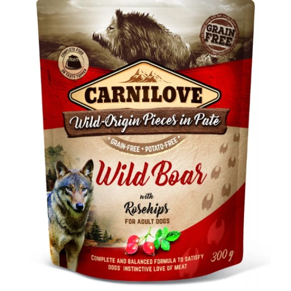 Karma mokra dla psa Carnilove Dog Pouch WILD BOAR&ROSEHIPS. 