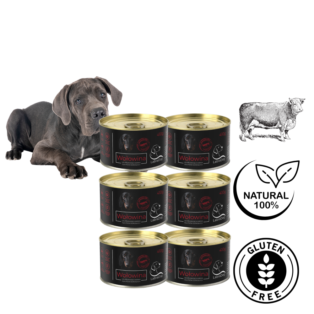 Karma mokra Monobiałkowa dla psa LabraDog Superfood Premium 100% Wołowina  410g