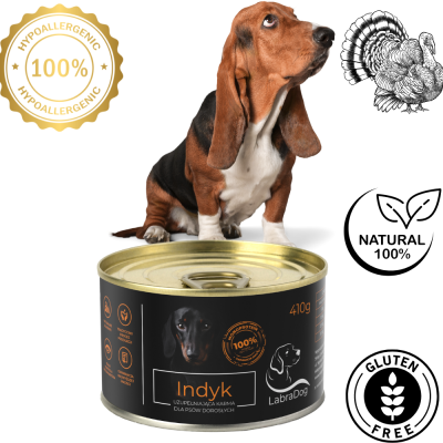 Karma mokra Monobiałkowa dla psa LabraDog Superfood Premium 100% Indyk 410g