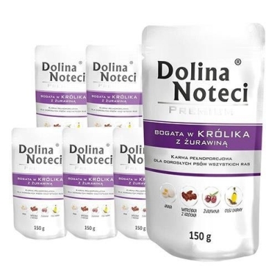 Karma mokra dla psa Dolina Noteci Premium Bogata w Królika i Żurawine saszetka 150g