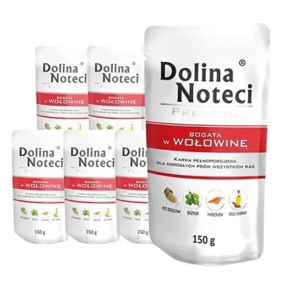 Karma mokra dla psa Dolina Noteci Premium Bogata w Wołowine saszetka 150g