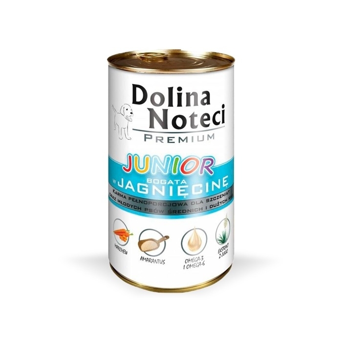 Karma mokra dla psa Dolina Noteci Premium Junior Jagnięcina 400g puszka