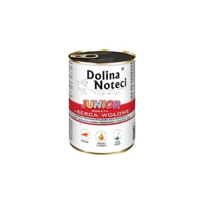 Karma mokra dla psa Dolina Noteci Premium Junior Serca wołowe 400g puszka