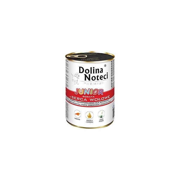Karma mokra dla psa Dolina Noteci Premium Junior Serca woło