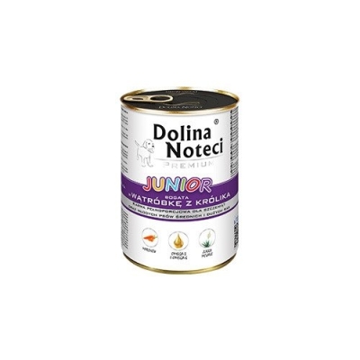Karma mokra dla psa Dolina Noteci Premium Junior Wątróbka królika 400g puszka