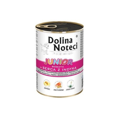 Karma mokra dla psa Dolina Noteci Premium Junior Serca z Indyka 400g puszka