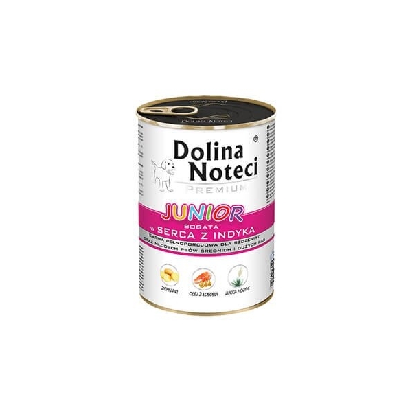 Karma mokra dla psa Dolina Noteci Premium Junior Serca z Ind