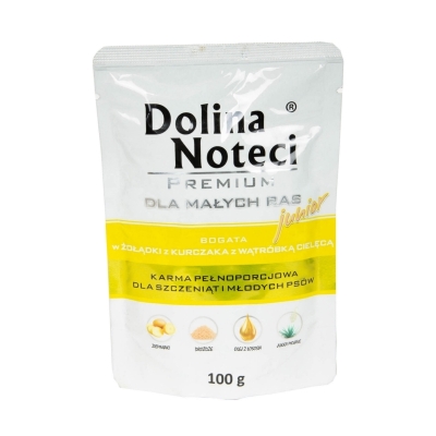 Karma mokra dla psa Dolina Noteci Premium Junior  Bogata w Żołądki z kurcząt  saszetka 100g