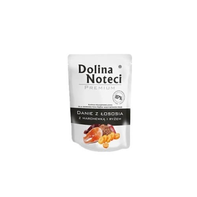 Karma mokra dla psa Dolina Noteci Premium Danie z  Danie z łososia z marchewką i ryżem  saszetka 100 g