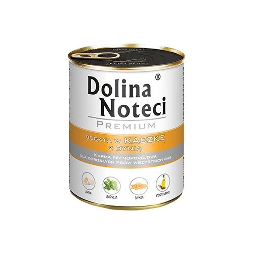 Karma mokra dla psa Dolina Noteci Premium bogata w kaczkę z dynią puszka 400g, 800g