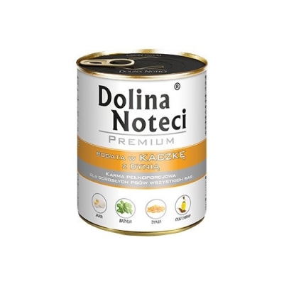 Karma mokra dla psa Dolina Noteci Premium bogata w kaczkę z dynią puszka 400g, 800g