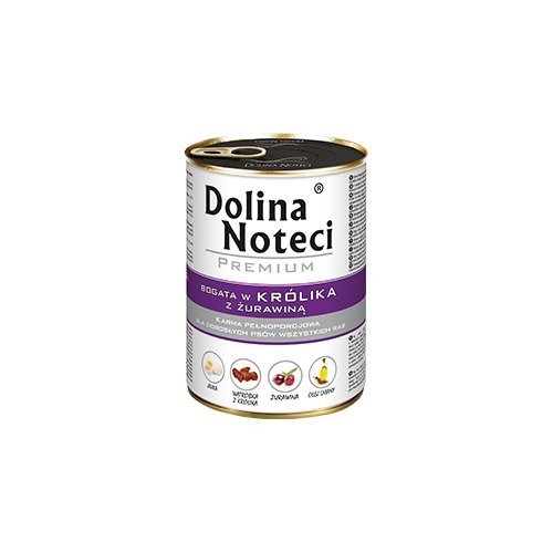Karma mokra dla psa Dolina Noteci Premium bogata w królika z żurawiną 400g, 800g