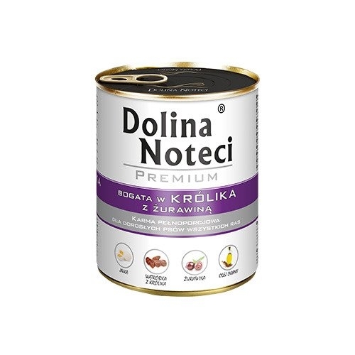 Karma mokra dla psa Dolina Noteci Premium bogata w królika z żurawiną 400g, 800g