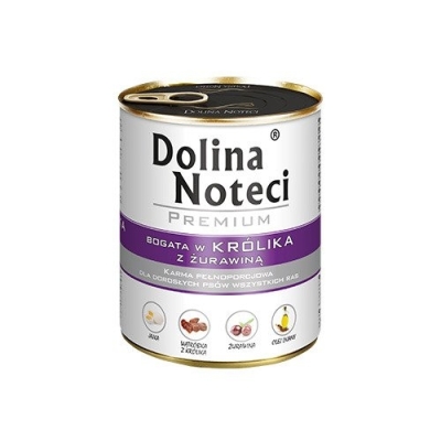 Karma mokra dla psa Dolina Noteci Premium bogata w królika z żurawiną 400g, 800g