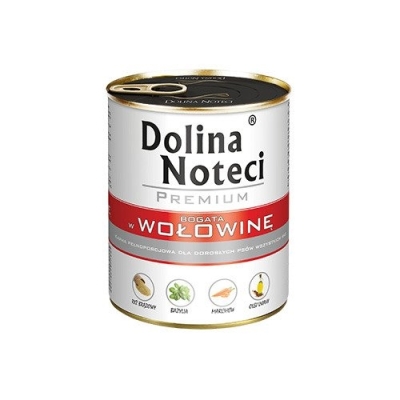 Karma mokra dla psa Dolina Noteci Premium bogata w Wołowinę 400g, 800g