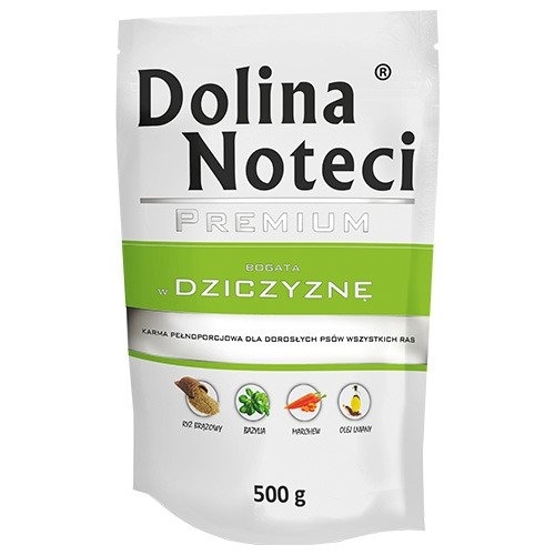 Karma mokra dla psa Dolina Noteci Premium bogata w Dziczyznę saszetka 500g
