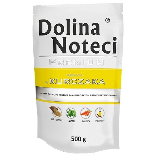 Karma mokra dla psa Dolina Noteci Premium bogata w Kurczaka saszetka 500g