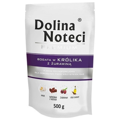 Karma mokra dla psa Dolina Noteci Premium bogata w Królika i Żurawinę saszetka 500g