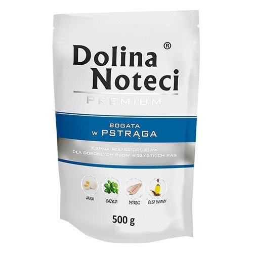 Karma mokra dla psa Dolina Noteci Premium bogata w Pstrąga saszetka 500g