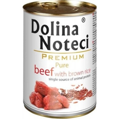 Karma mokra dla psa Dolina Noteci Premium Pure Wołowina i ryż puszka 400g, 800g