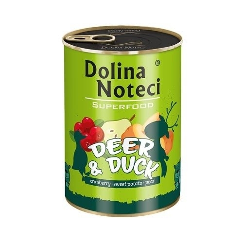 Karma mokra dla psa Dolina Noteci SUPERFOOD Jeleń i Kaczka puszka 400g, 800g